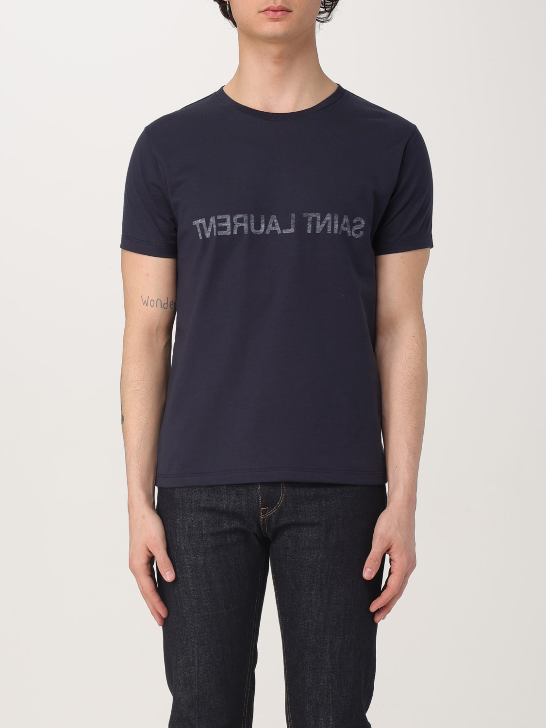 SAINT LAURENT T-SHIRT: T-shirt herren Saint Laurent, Blau - Img 1