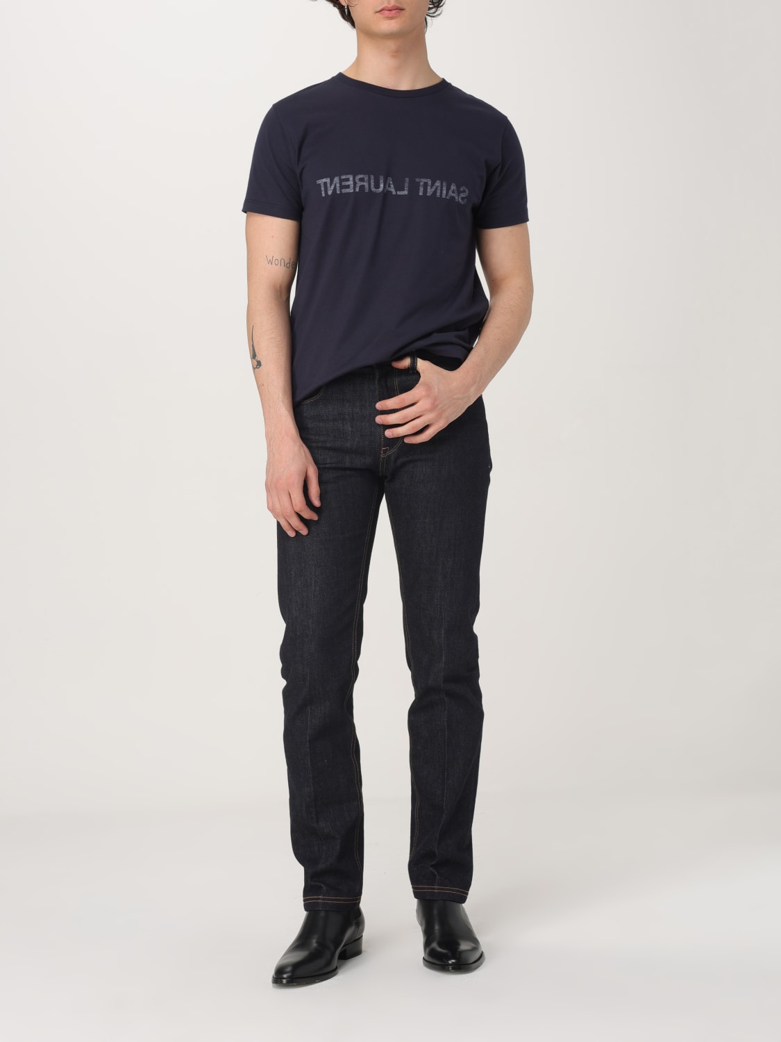 SAINT LAURENT T-SHIRT: T-shirt herren Saint Laurent, Blau - Img 2