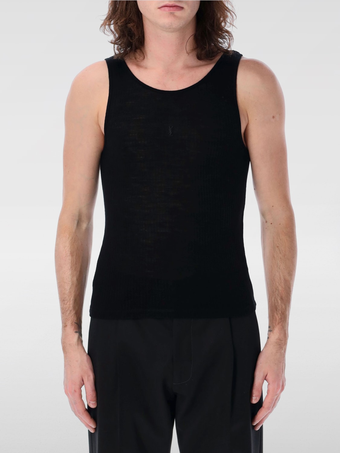 Tシャツ・カットソー SAINT LAURENT Men T-shirt Black 757294YBMV2 1000 SAINT LAURENT: Tank top men - Black | Saint Laurent t-shirt