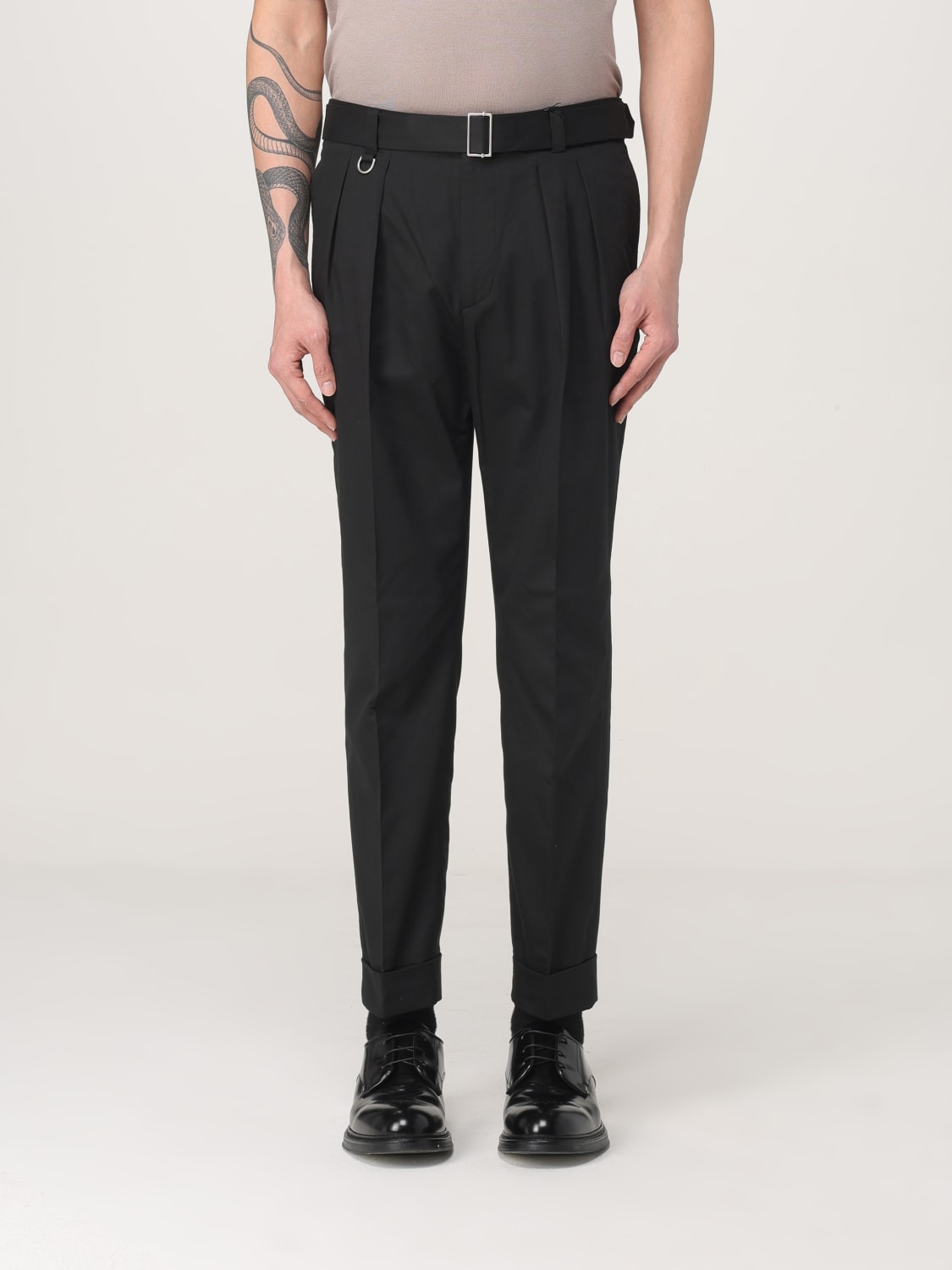 PAOLO PECORA PANTALONE: Pantalone chino Paolo Pecora in misto lana , Nero - Img 1