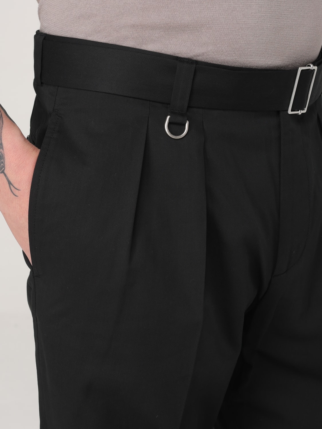 PAOLO PECORA PANTALONE: Pantalone chino Paolo Pecora in misto lana , Nero - Img 3