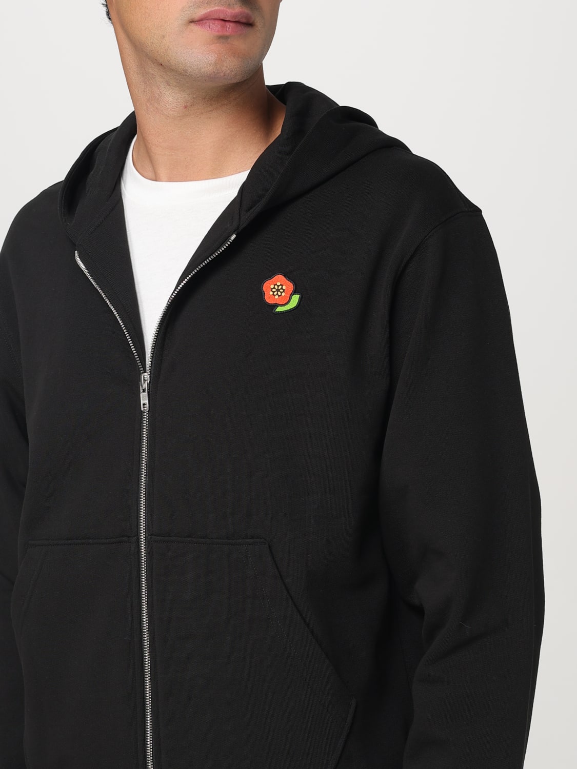 KENZO FELPA: Felpa con cappuccio e zip Kenzo, Nero - Img 4