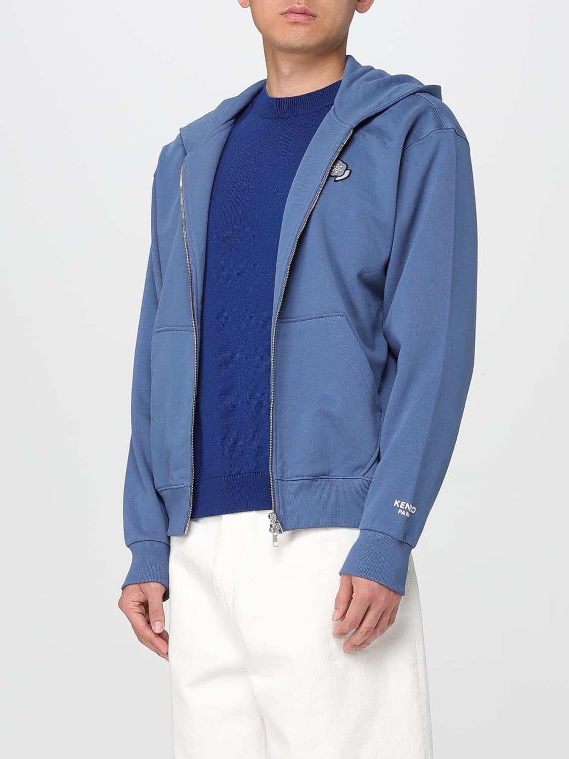 KENZO FELPA: Felpa con cappuccio e zip Kenzo, Blue - Img 3