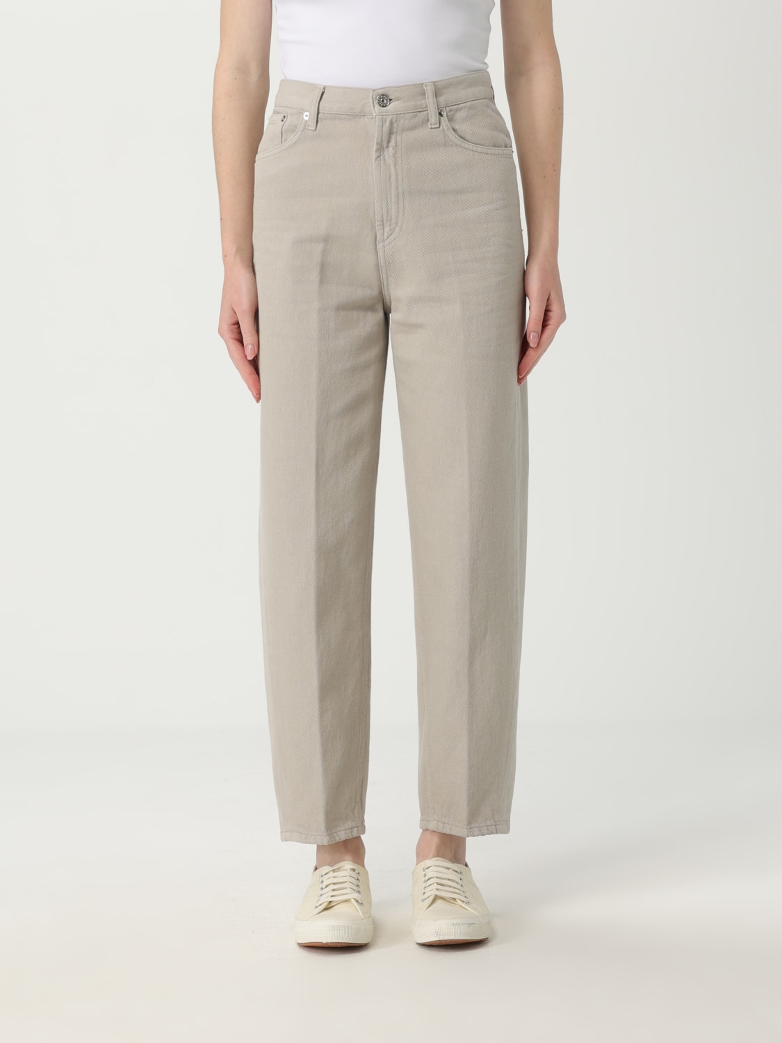 DONDUP PANTALONI: Pantalone Dondup in denim di cotone , Beige - Img 1