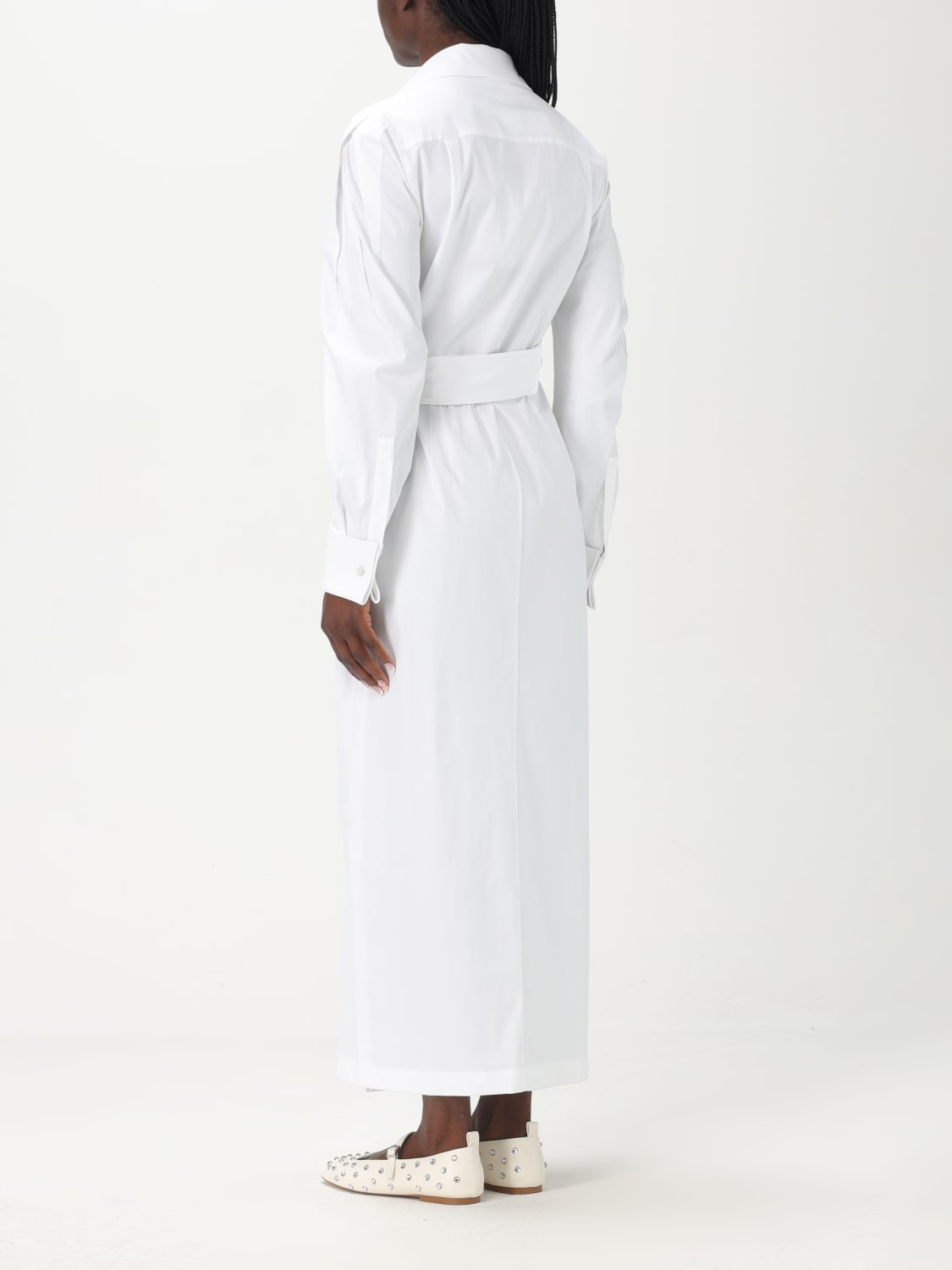 MAX MARA ABITO: Abito chemisier Max Mara in cotone stretch , Bianco - Img 2