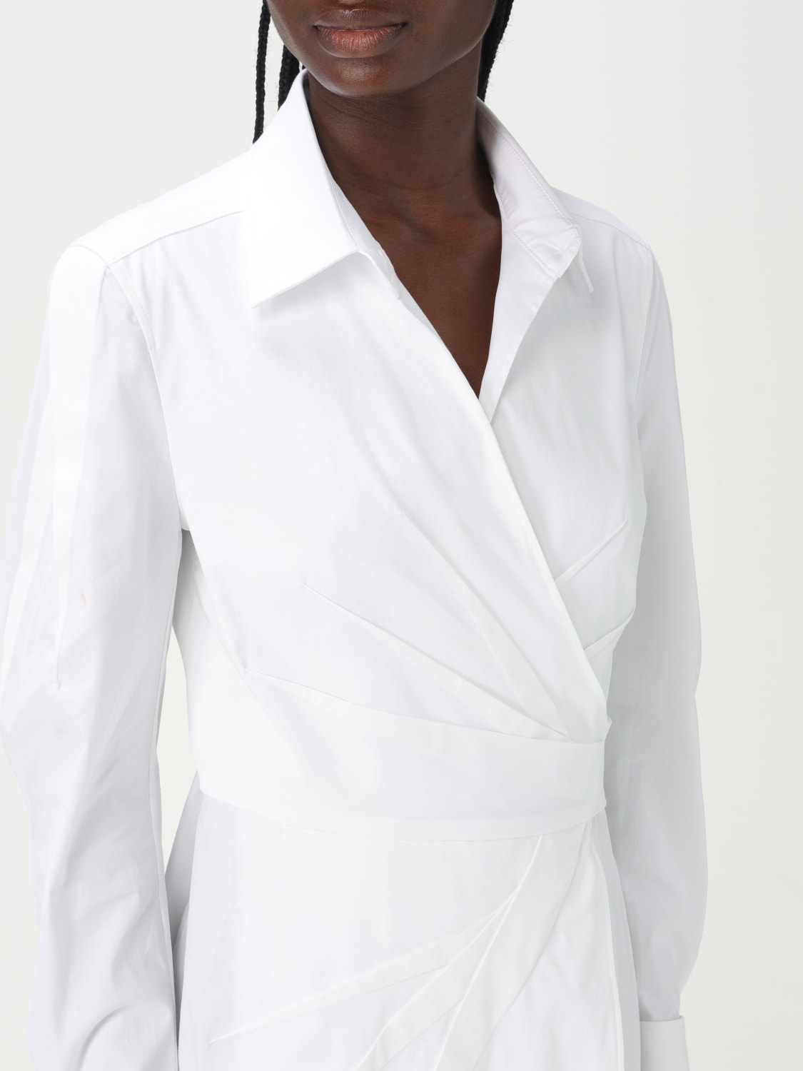 MAX MARA ABITO: Abito chemisier Max Mara in cotone stretch , Bianco - Img 4