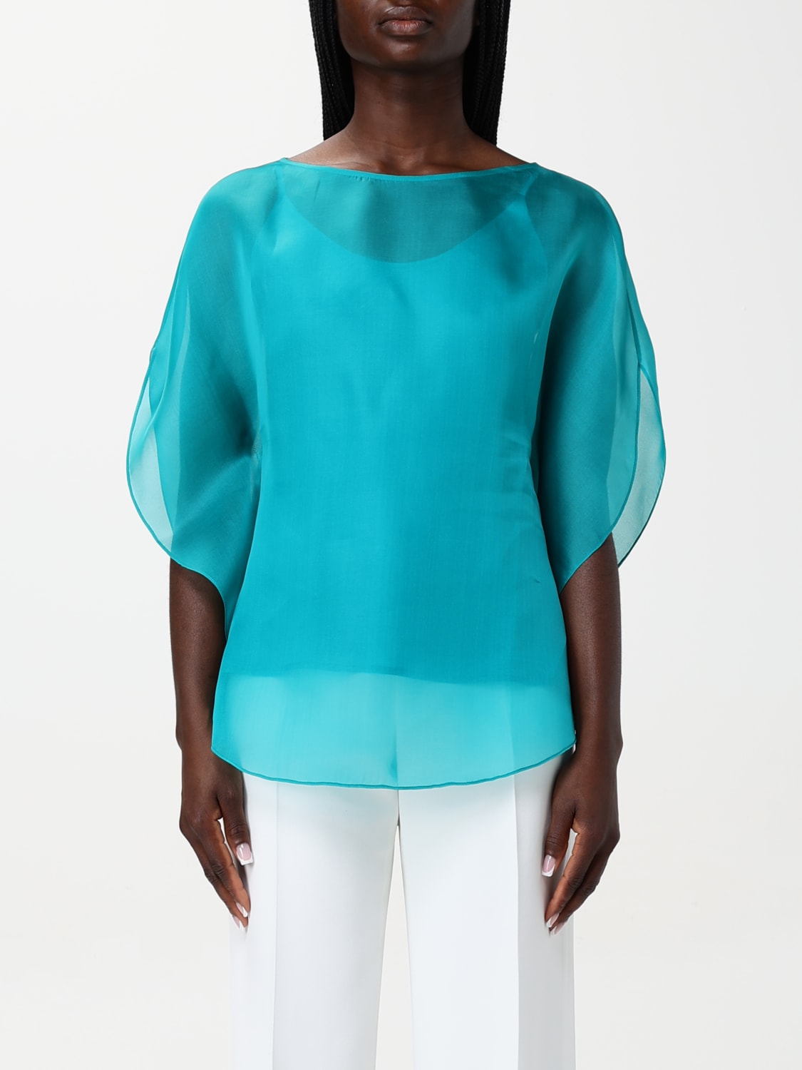 GIANLUCA CAPANNOLO TOP E BLUSE: Blusa Gianluca Capannolo in chiffon , Ottanio - Img 1