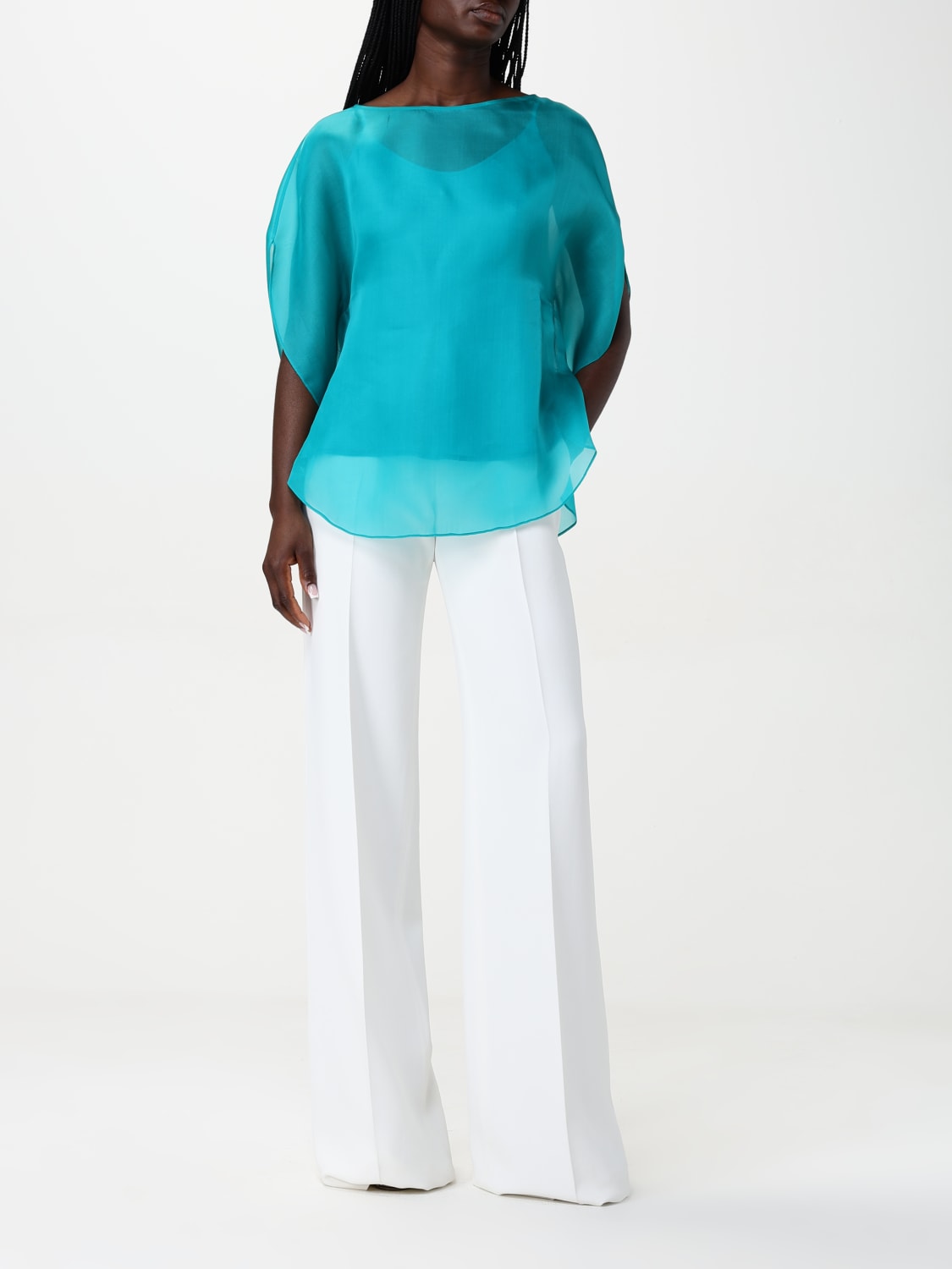 GIANLUCA CAPANNOLO TOP E BLUSE: Blusa Gianluca Capannolo in chiffon , Ottanio - Img 2