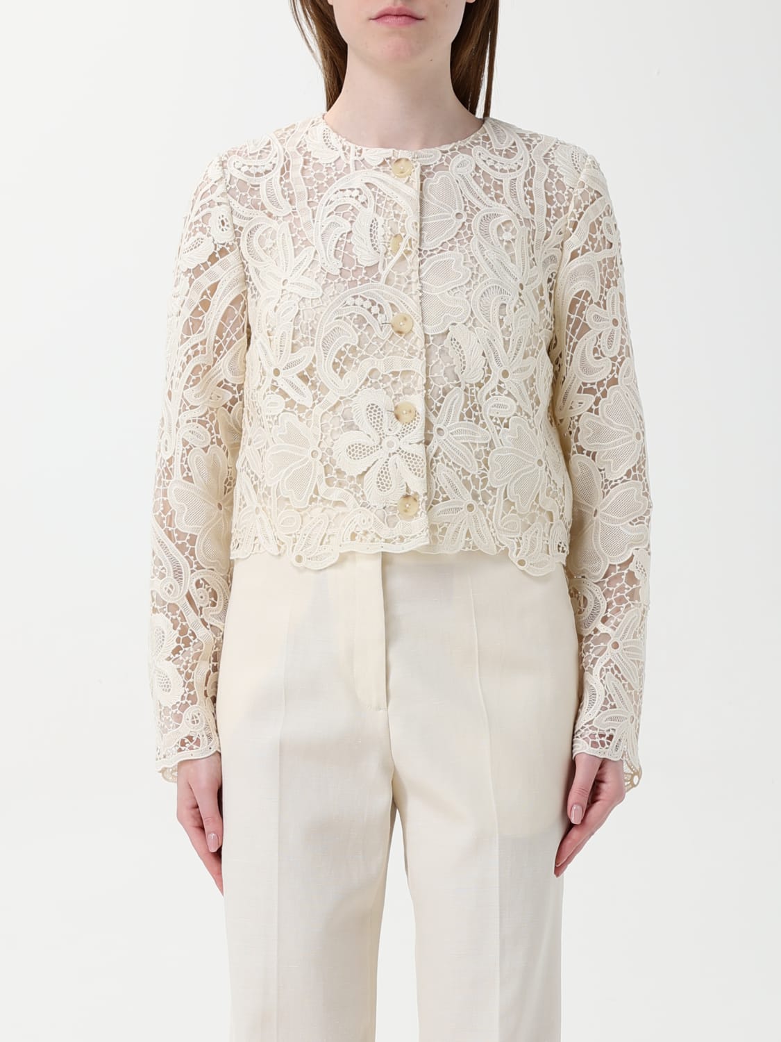 ジャケット ULLA JOHNSON Woman Jacket Ecru SP250508 PRISTINE ULLA JOHNSON: lace jacket - Ecru | Ulla Johnson jacket
