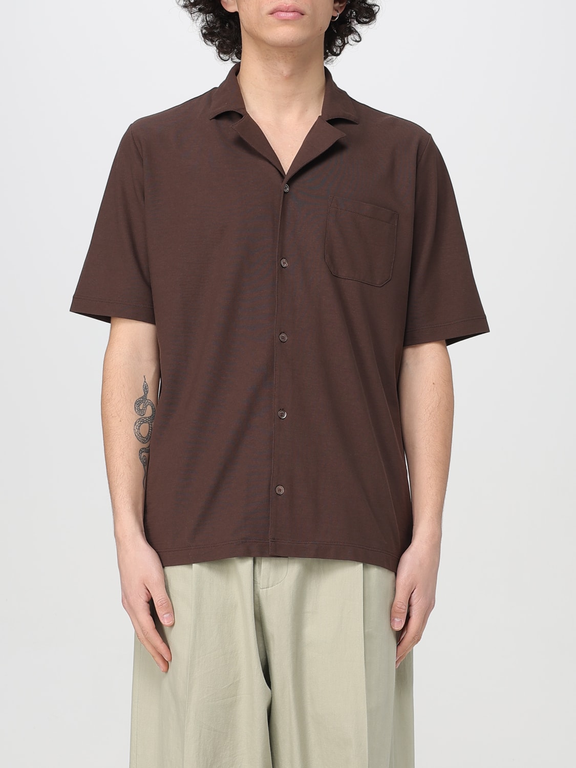 ZANONE: T-shirt men - Brown | Zanone shirt 815127ZG380