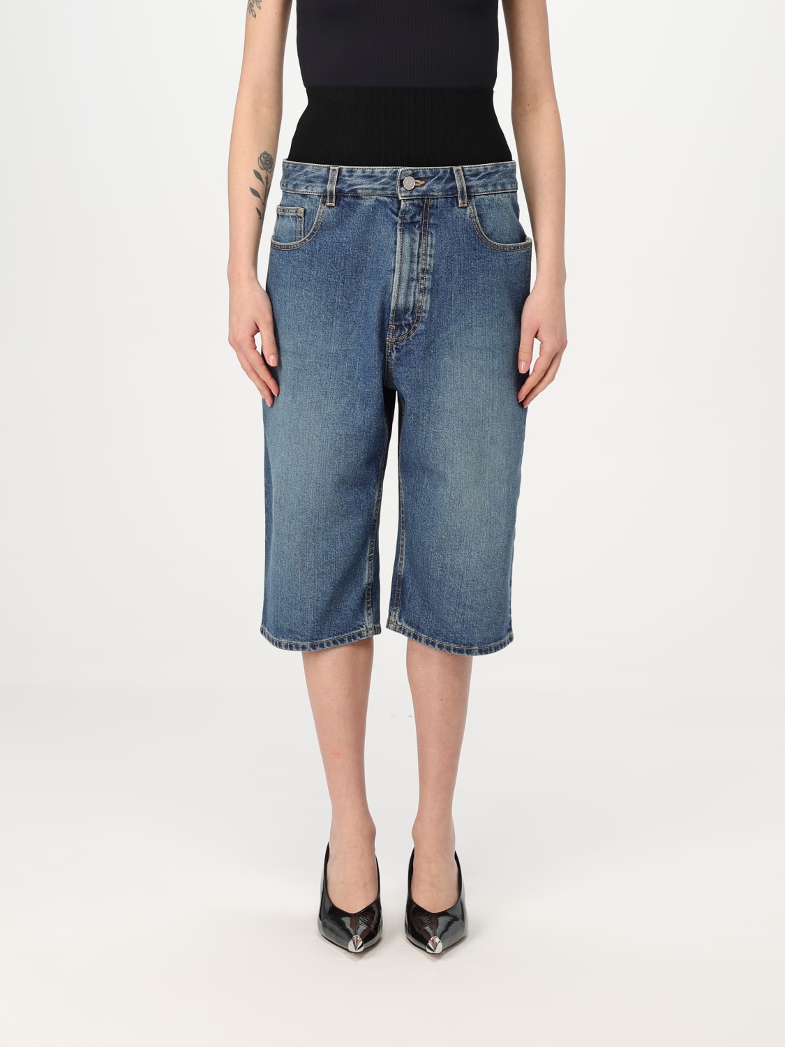 ALAÏA SHORTS: AlaÏa women's Bermuda shorts, Denim - Img 1