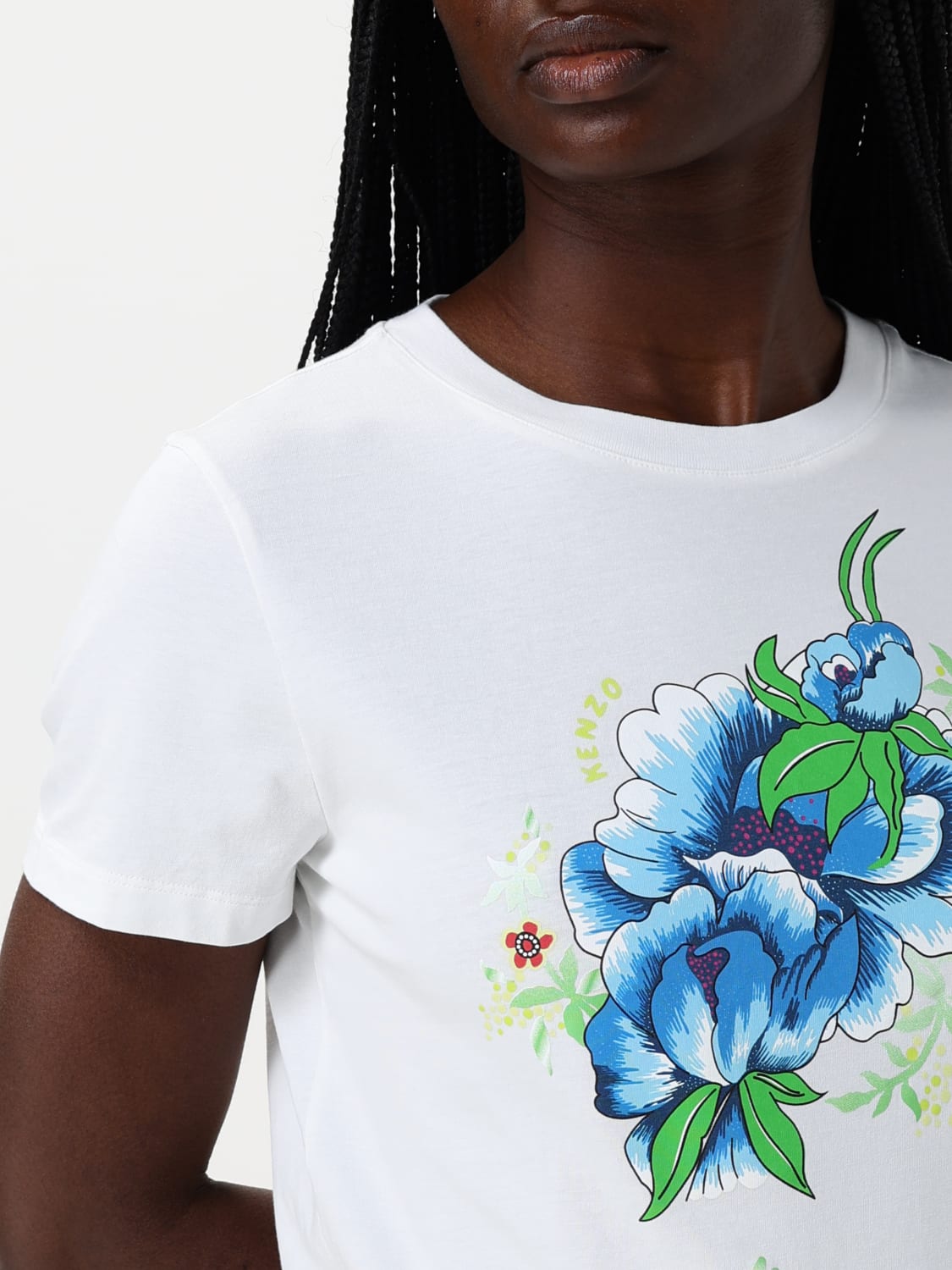 KENZO T-SHIRTS: T-shirt Kenzo in cotone con stampa floreale, Bianco - Img 4