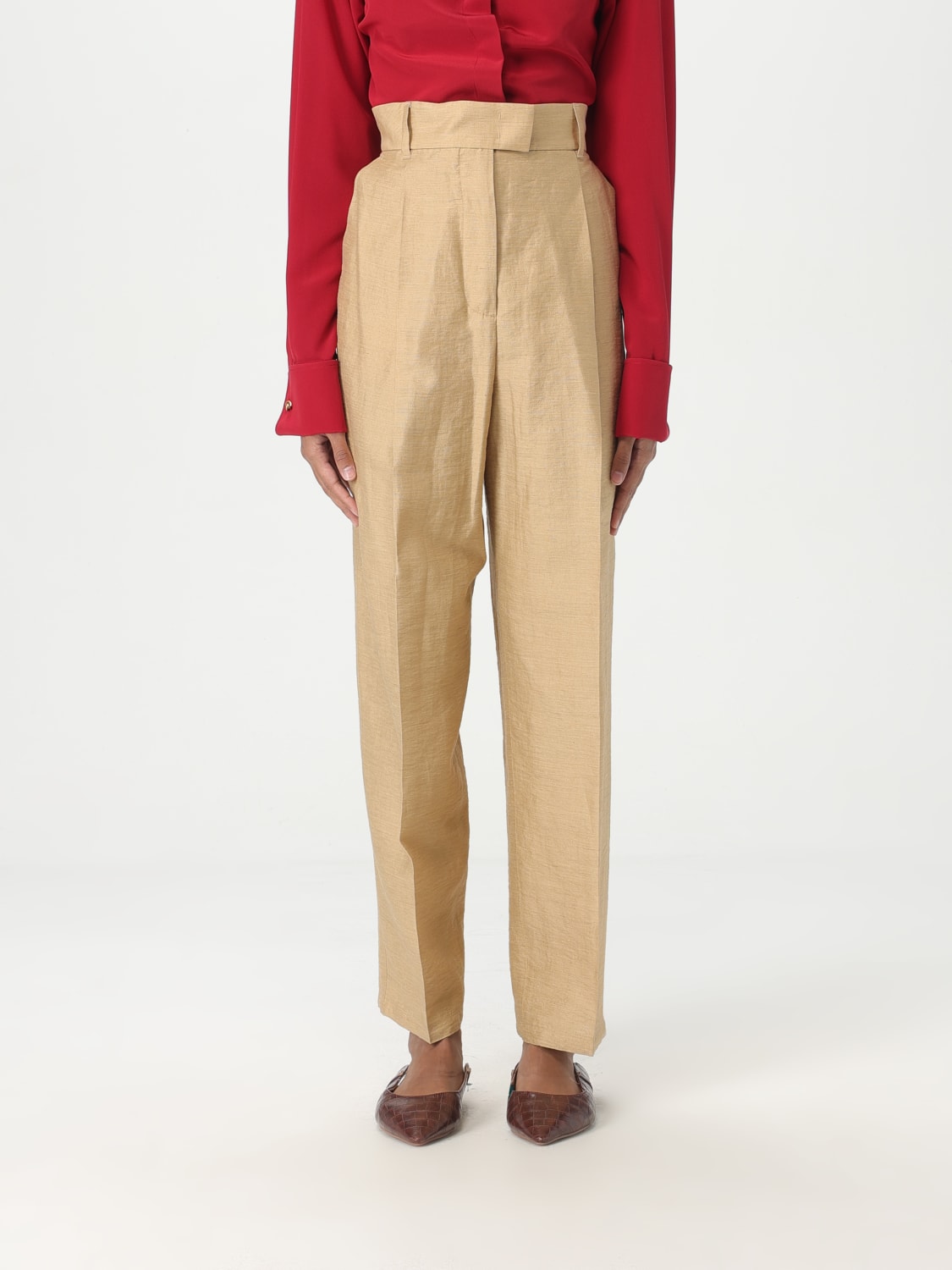 MAX MARA PANTALONE: Pantalone Max Mara in misto seta , Beige - Img 1