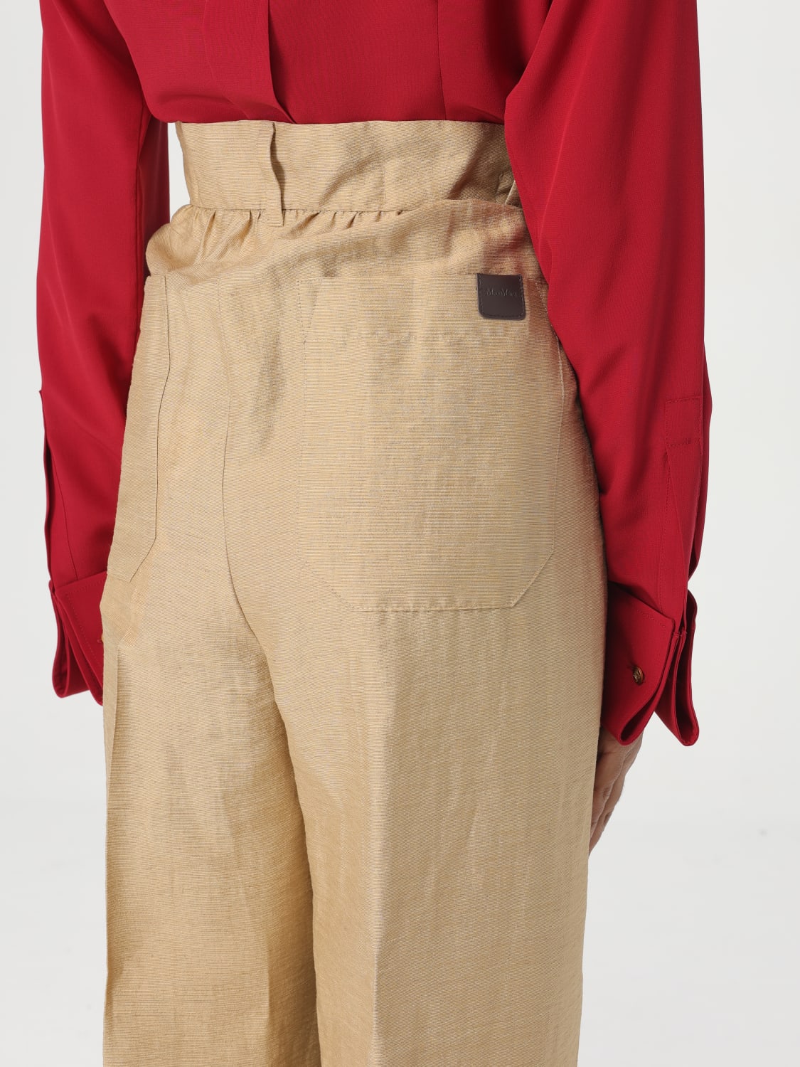 MAX MARA PANTALONE: Pantalone Max Mara in misto seta , Beige - Img 4