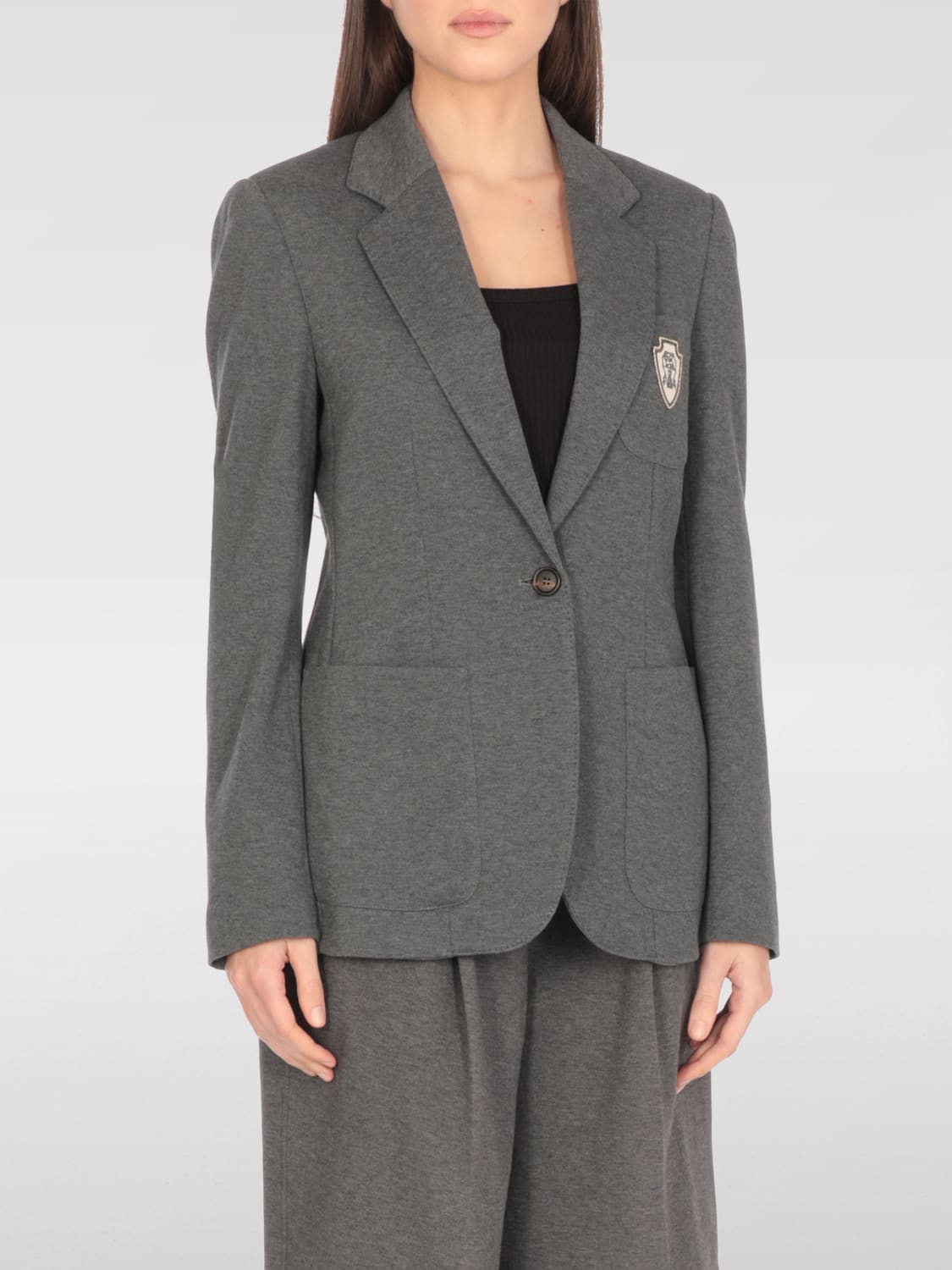 アウターその他 BRUNELLO CUCINELLI Woman Blazer Grey MH5477039 C2779 Sparkling canvas blazer for Woman in Light Grey | Brunello