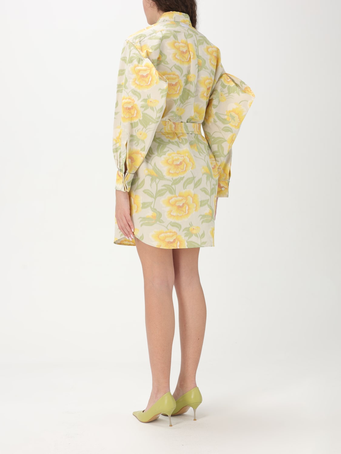 ワンピース KENZO Woman Dress Multicolor FF52RO4059O1 01 KENZO Peonies' kimono sleeve shirt dress in cotton linen