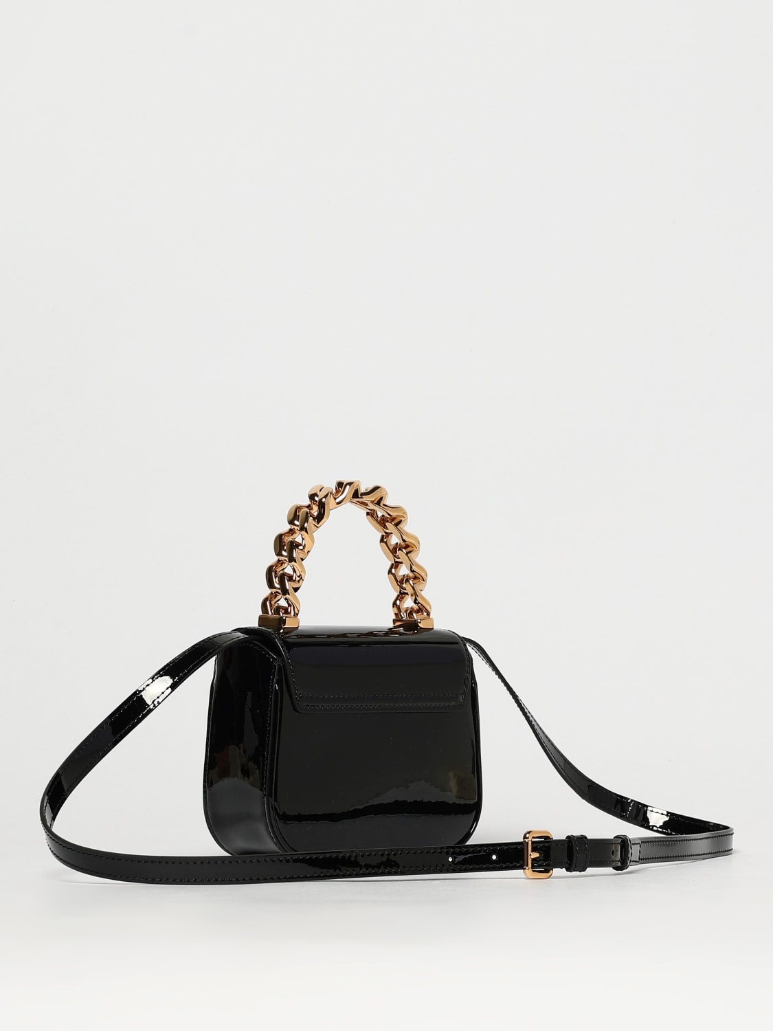 VERSACE BORSA A MANO: Borsa a mano in pelle verniciata Versace, Nero - Img 3