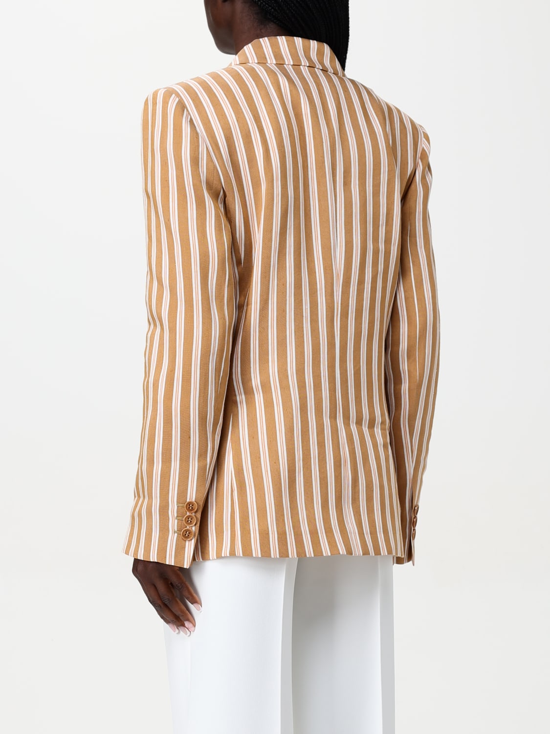ALBERTA FERRETTI BLAZER: Blazer doppiopetto Alberta Ferretti in misto lino a righe , Fantasia - Img 3