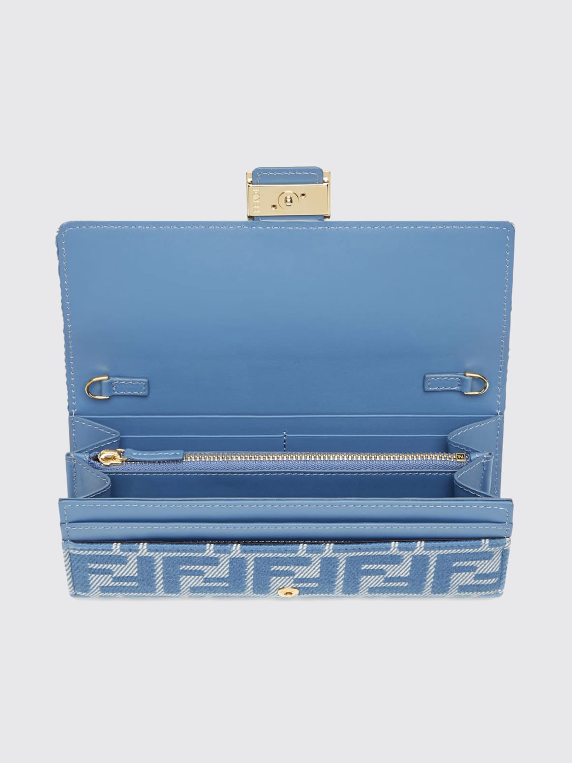 ショルダーバッグ・ポシェット FENDI Woman Crossbody bags Gnawed Blue 8M0498AUNJ F1SKL Wallet On Chain Baguette Fabric Blue | Fendi