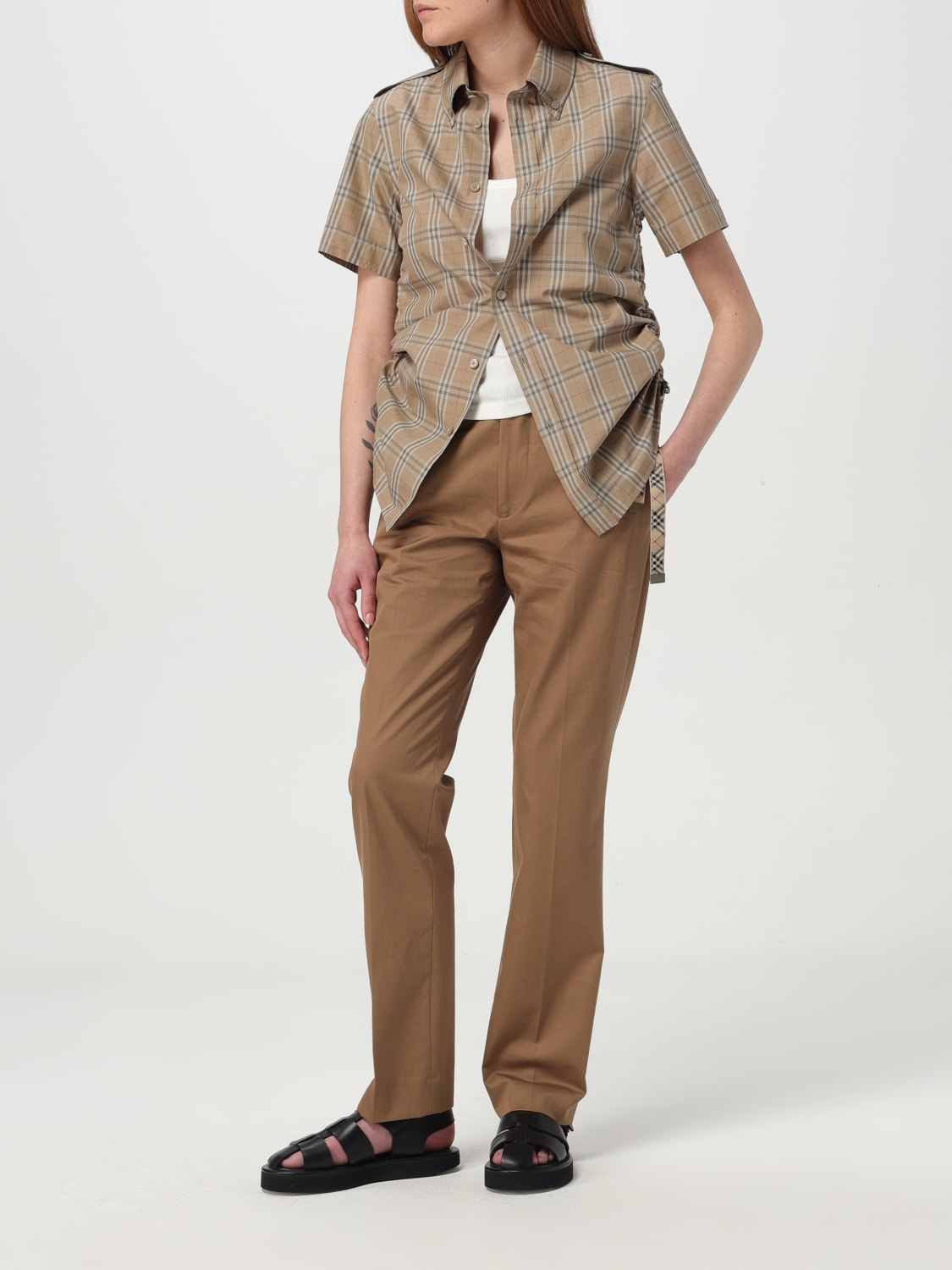 BURBERRY PANTALONI: Pantalone classico Burberry in cotone , Beige - Img 2