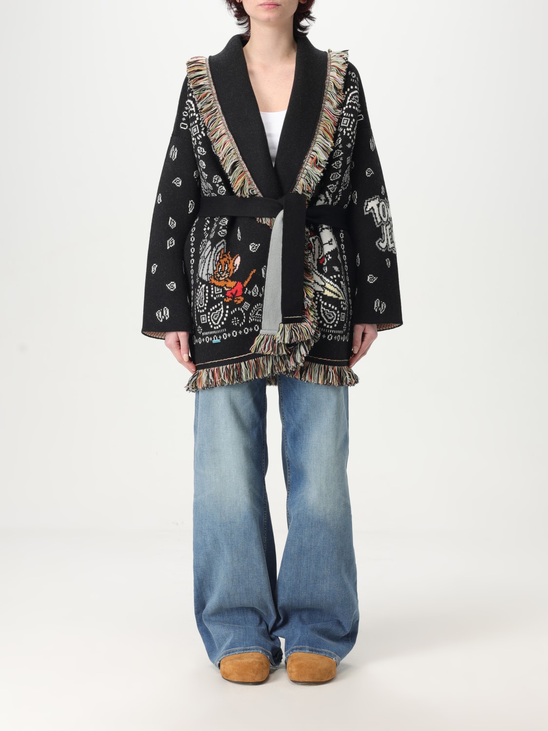 ALANUI CARDIGAN: Cardigan a vestaglia in lana e cashmere Tom & Jerry Bandana Jq Alanui, Nero - Img 1
