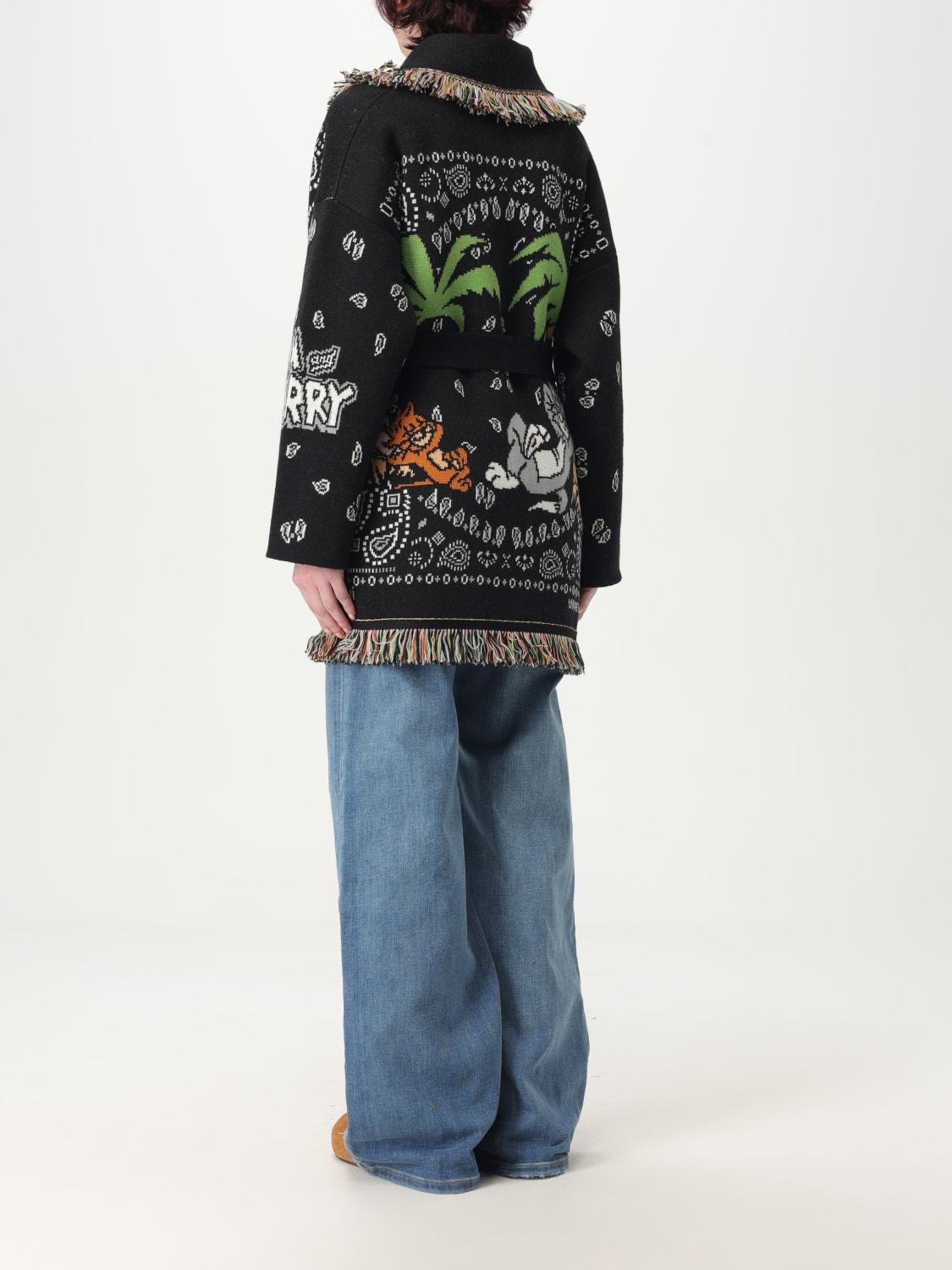 ALANUI CARDIGAN: Cardigan a vestaglia in lana e cashmere Tom & Jerry Bandana Jq Alanui, Nero - Img 3