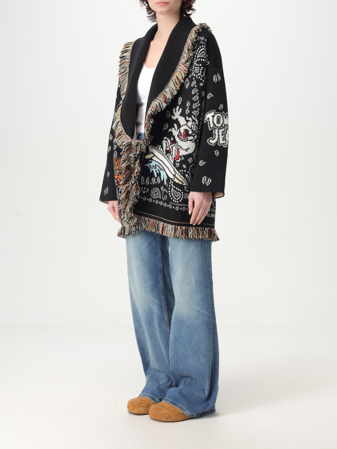 ALANUI CARDIGAN: Cardigan a vestaglia in lana e cashmere Tom & Jerry Bandana Jq Alanui, Nero - Img 4