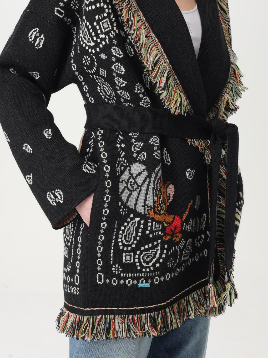 ALANUI CARDIGAN: Cardigan a vestaglia in lana e cashmere Tom & Jerry Bandana Jq Alanui, Nero - Img 5
