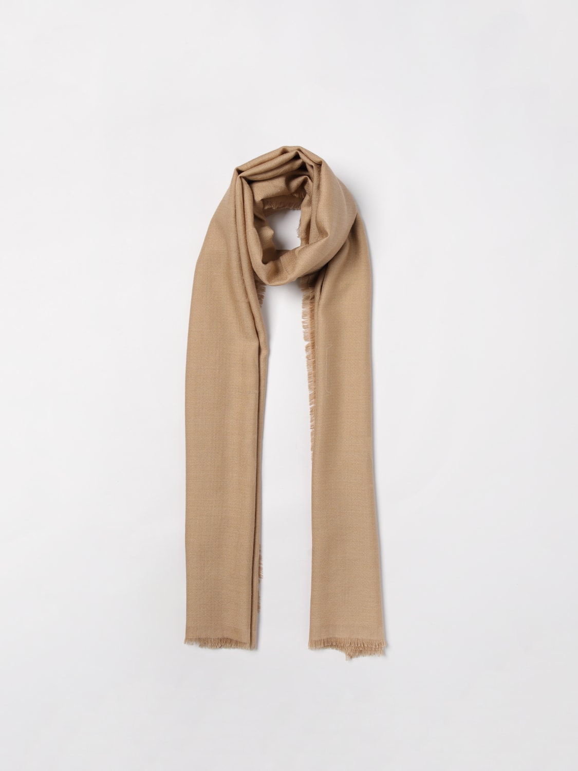 MAX MARA SCIARPA: Sciarpa Max Mara in seta e cashmere con logo jacquard , Marrone - Img 2