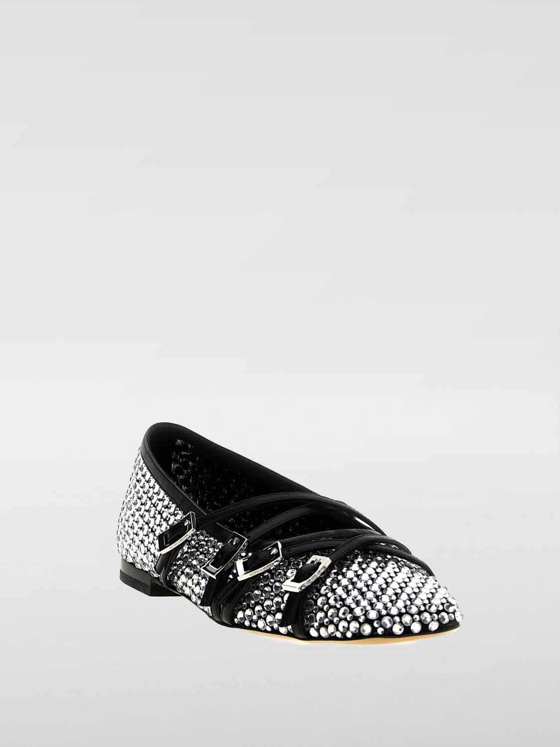 MACH&MACH BALLERINE: Ballerina Mach&Mach in pelle con strass all over , Nero - Img 2