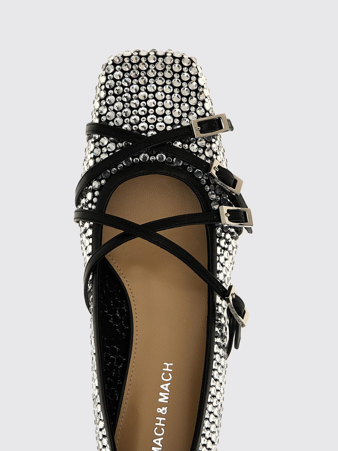 MACH&MACH BALLERINE: Ballerina Mach&Mach in pelle con strass all over , Nero - Img 4