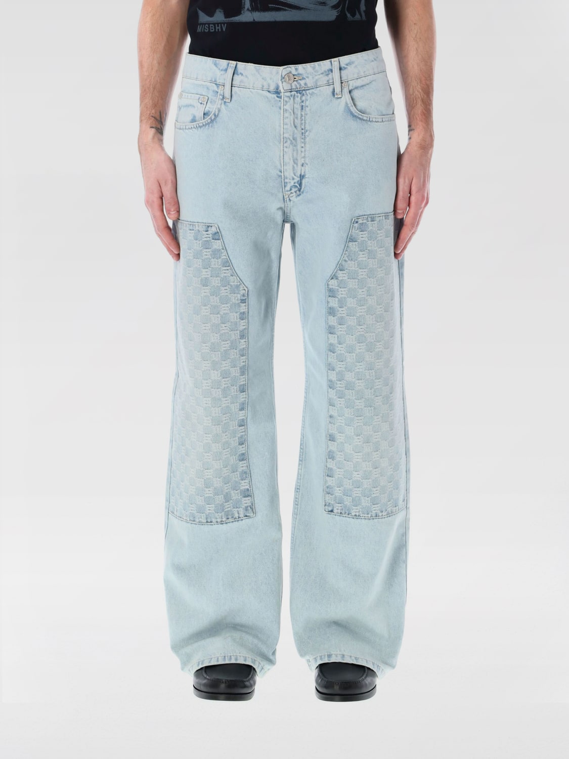 MISBHV JEANS: Jeans Misbhv in denim con dettagli monogram , Blue - Img 1