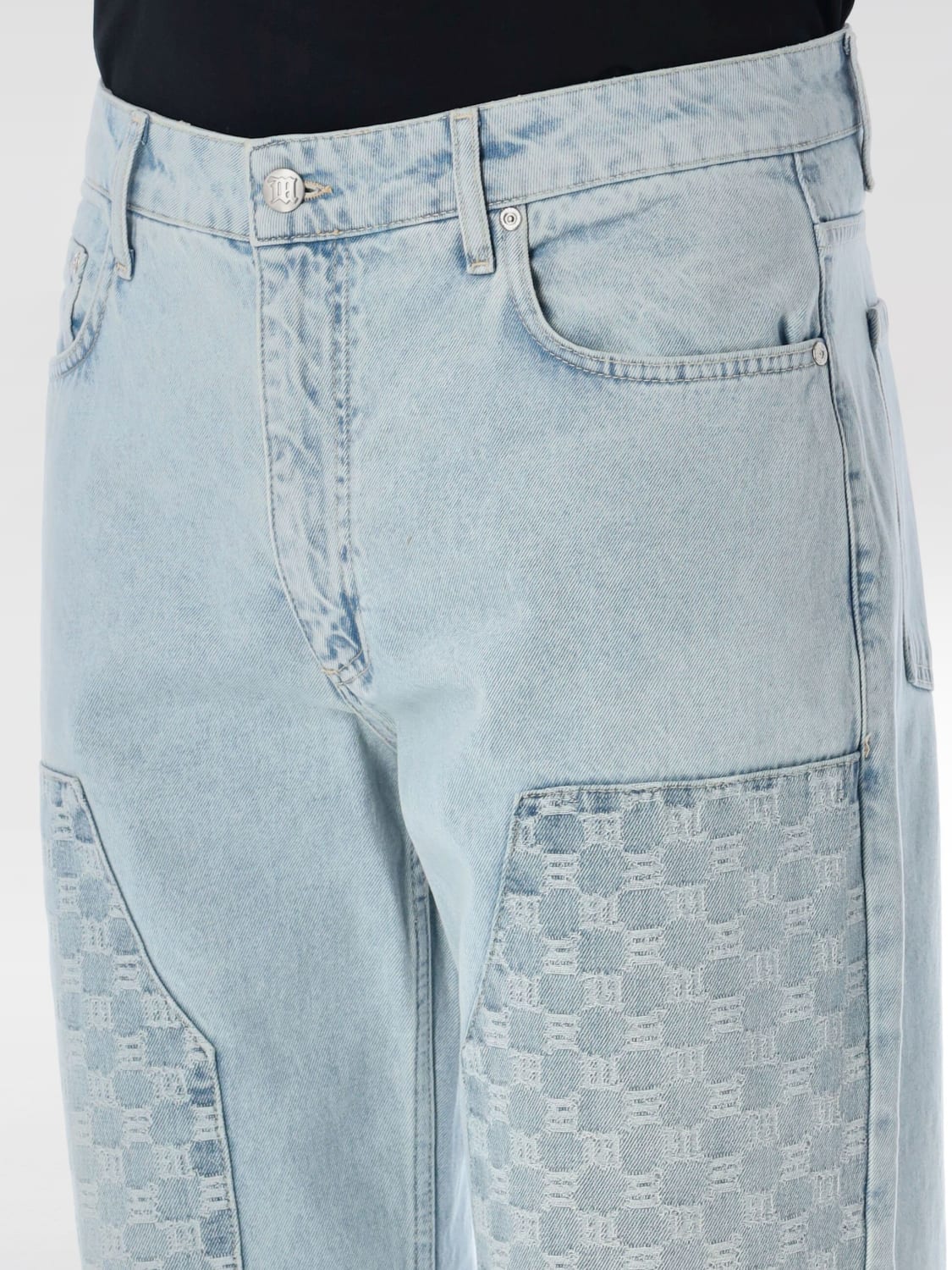 MISBHV JEANS: Jeans Misbhv in denim con dettagli monogram , Blue - Img 3