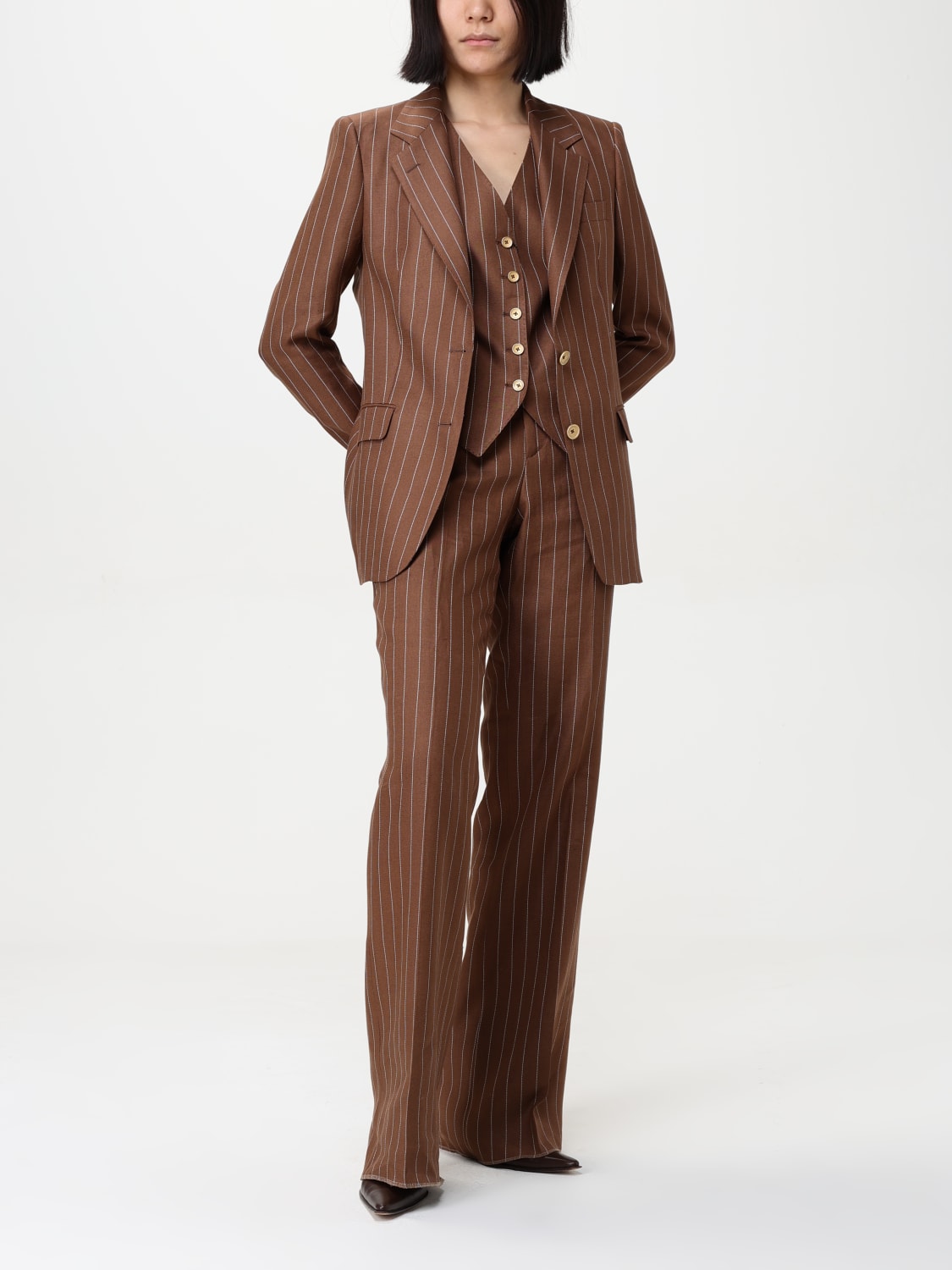 アウターその他 TAGLIATORE Woman Waistcoat Brown GISELLE340252R EK840 TAGLIATORE: Jacket woman - Brown | Tagliatore waistcoat