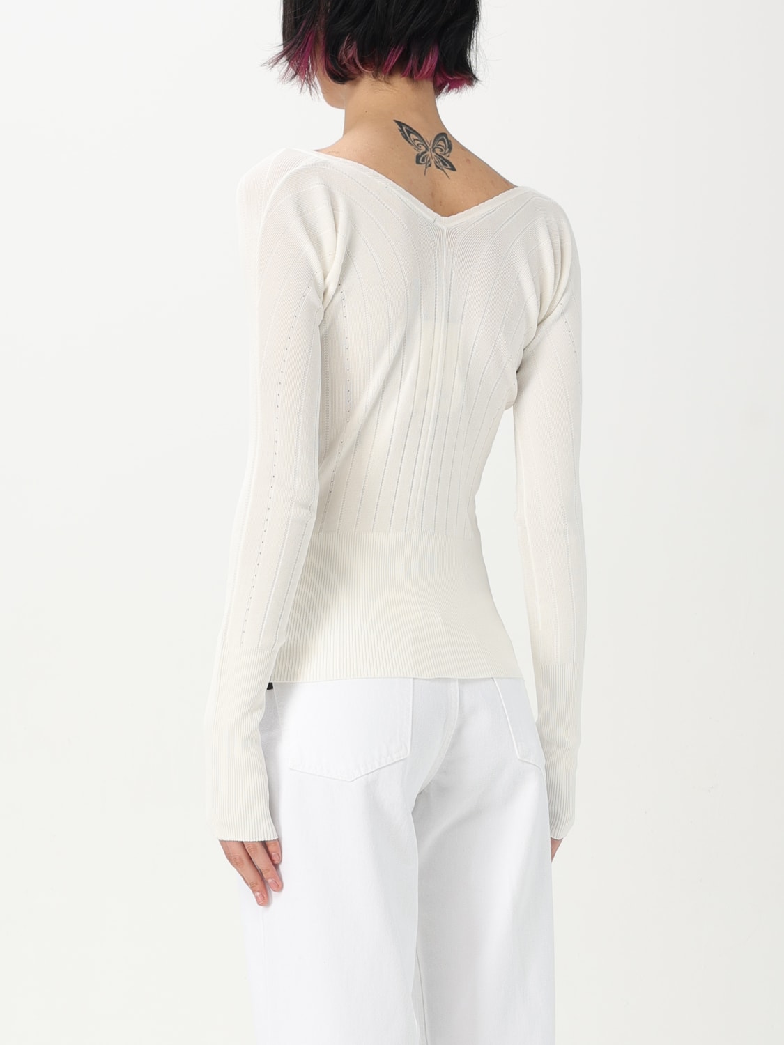 JACQUEMUS SWEATER: Jacquemus sweater with metal logo, White - Img 2