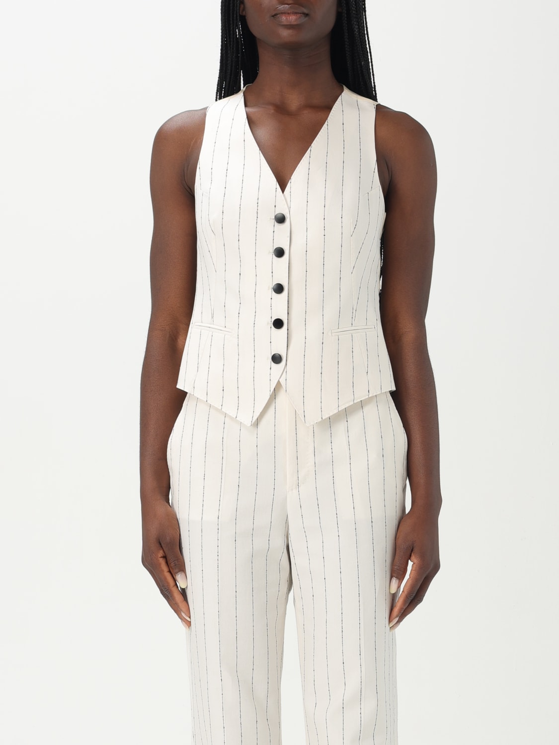 アウターその他 TAGLIATORE Woman Waistcoat White GISELLE930002R X1089 TAGLIATORE: women's vest - White | Tagliatore waistcoat