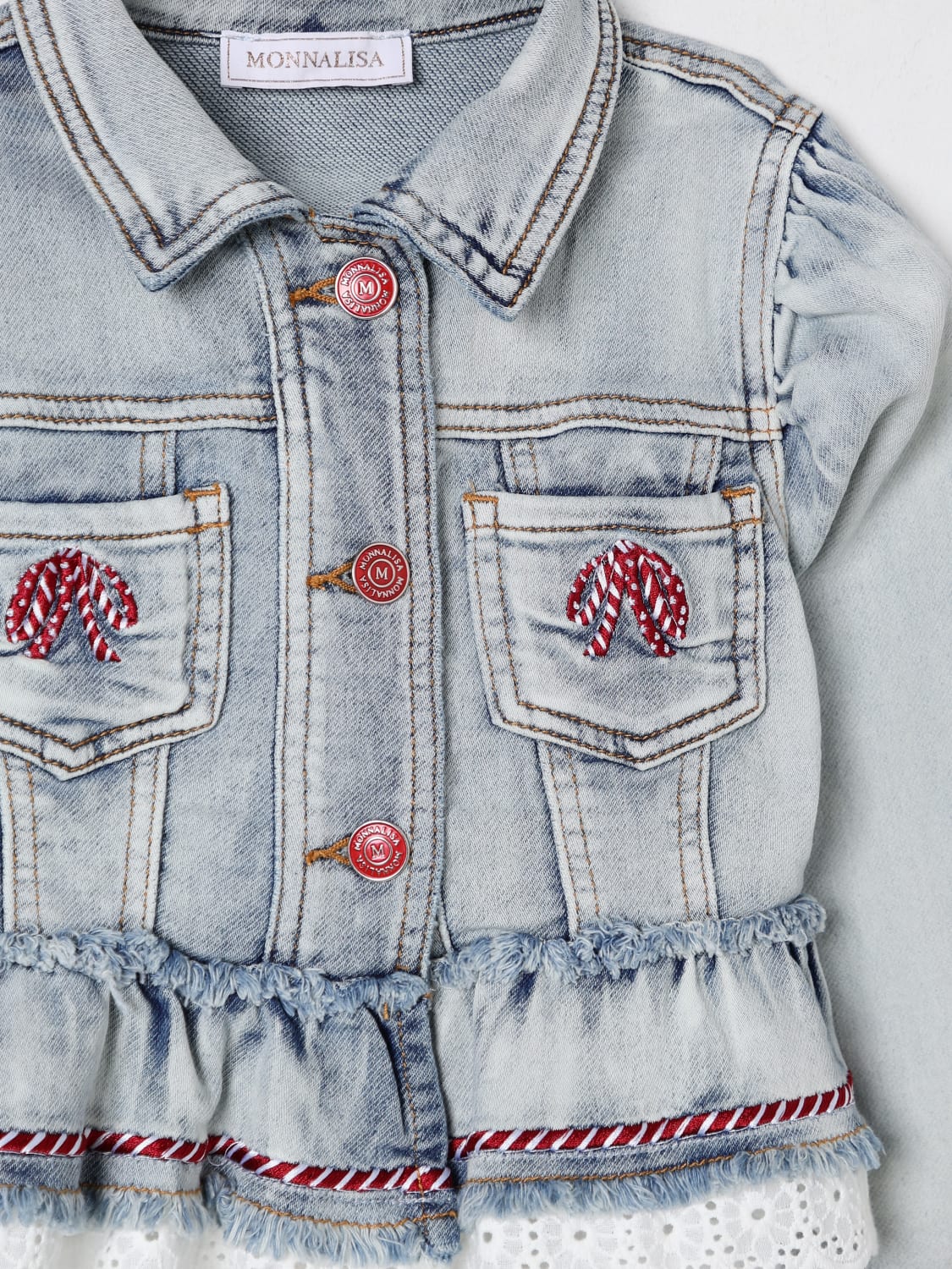 MONNALISA JACKET: Coat kids Monnalisa, Denim - Img 3