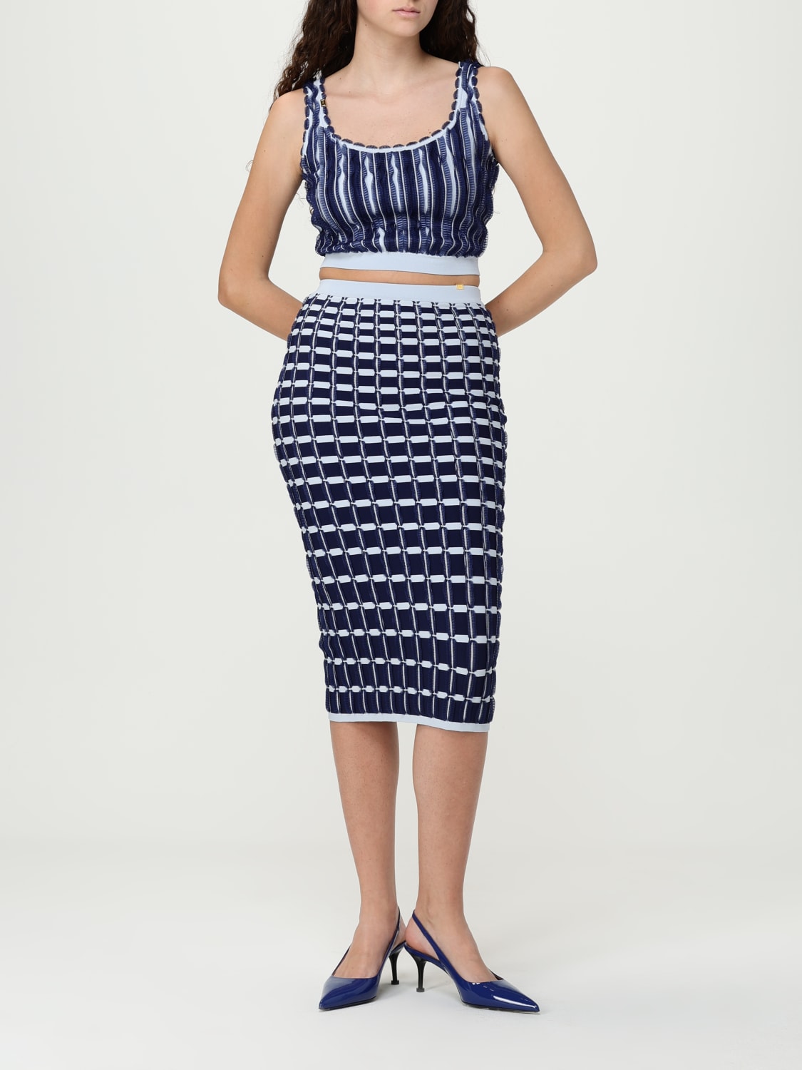 スカート ELISABETTA FRANCHI Woman Skirt Sea GK11S DN3 ELISABETTA FRANCHI: Jacket woman - Sea | Elisabetta Franchi