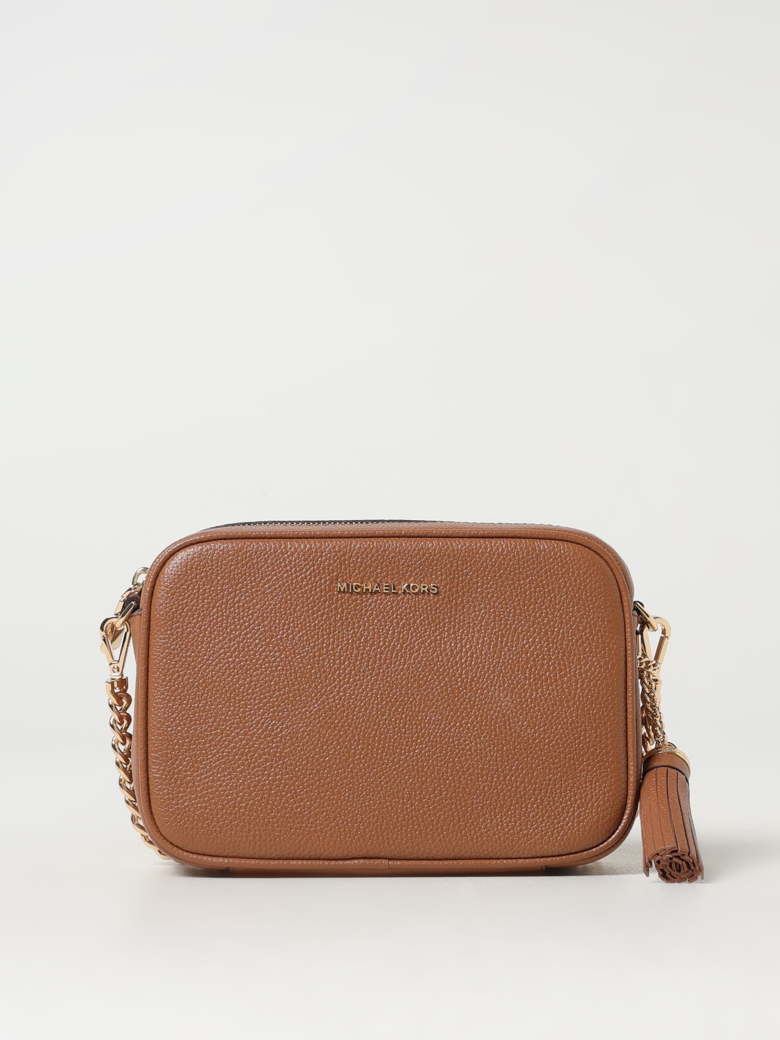 MICHAEL KORS BORSA MINI: Borsa Ginny Michael Kors in pelle a grana , Marrone - Img 1