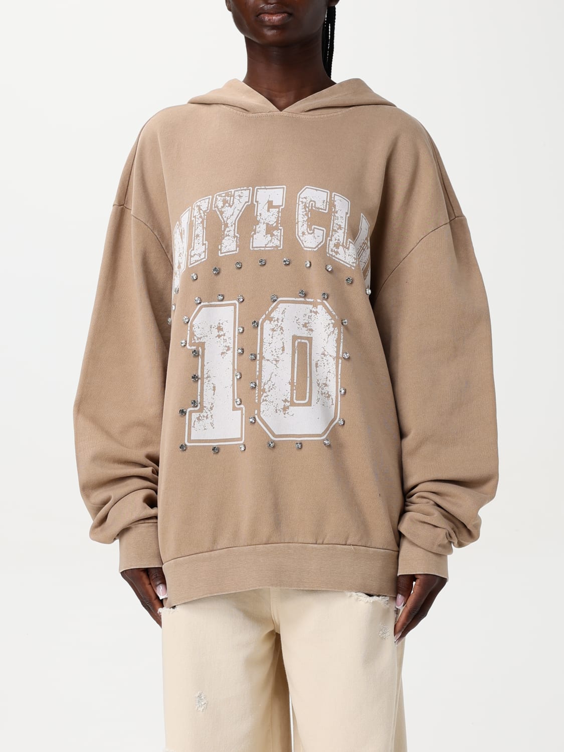 ANIYE BY FELPA: Felpa in cotone stampata con cristalli Aniye By, Beige - Img 1