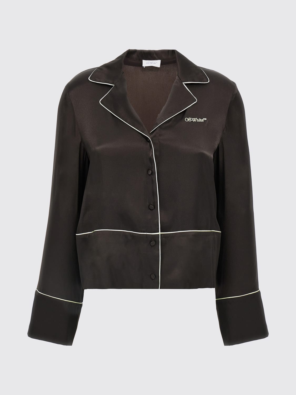 OFF-WHITE CAMICIA: Camicia Off-White in misto seta con logo , Nero - Img 1