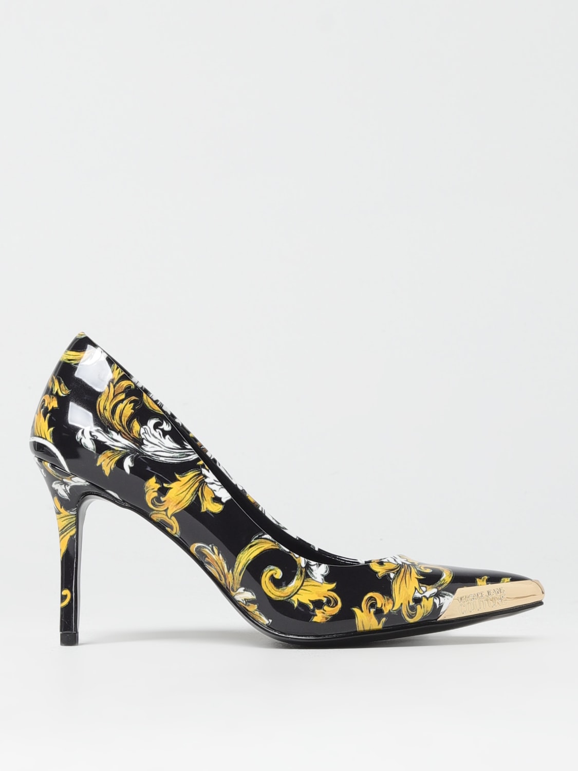 VERSACE JEANS COUTURE DÉCOLLETÉ: Décolleté Baroque Versace Jeans Couture in vernice stampata , Nero - Img 1