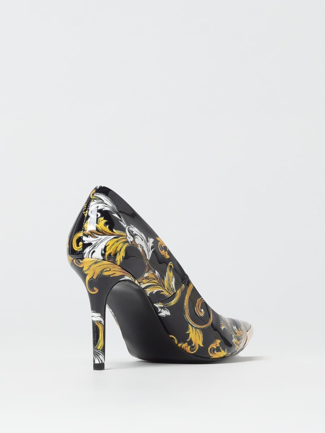 VERSACE JEANS COUTURE DÉCOLLETÉ: Décolleté Baroque Versace Jeans Couture in vernice stampata , Nero - Img 3