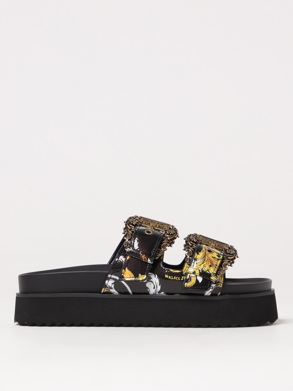 VERSACE ハロックフラットフォムサンタル 78VA3SM1ZS366 G89 VERSACE JEANS COUTURE:フラットサンダル レディース