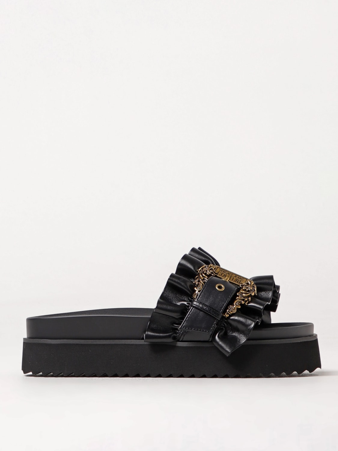 VERSACE JEANS COUTURE SANDALIAS PLANAS: Sandalias planas mujer Versace Jeans Couture, Negro - Img 1