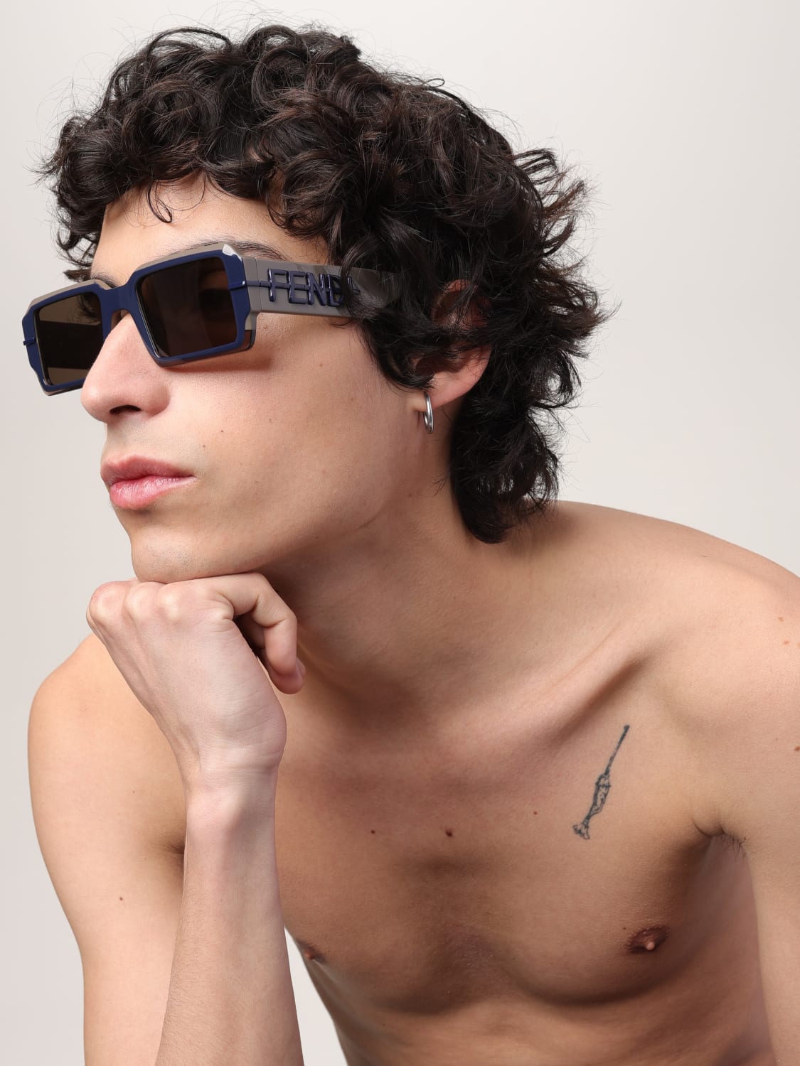 FENDI 太阳镜: 太阳镜 男士 Fendi, 棕色 - Img 2