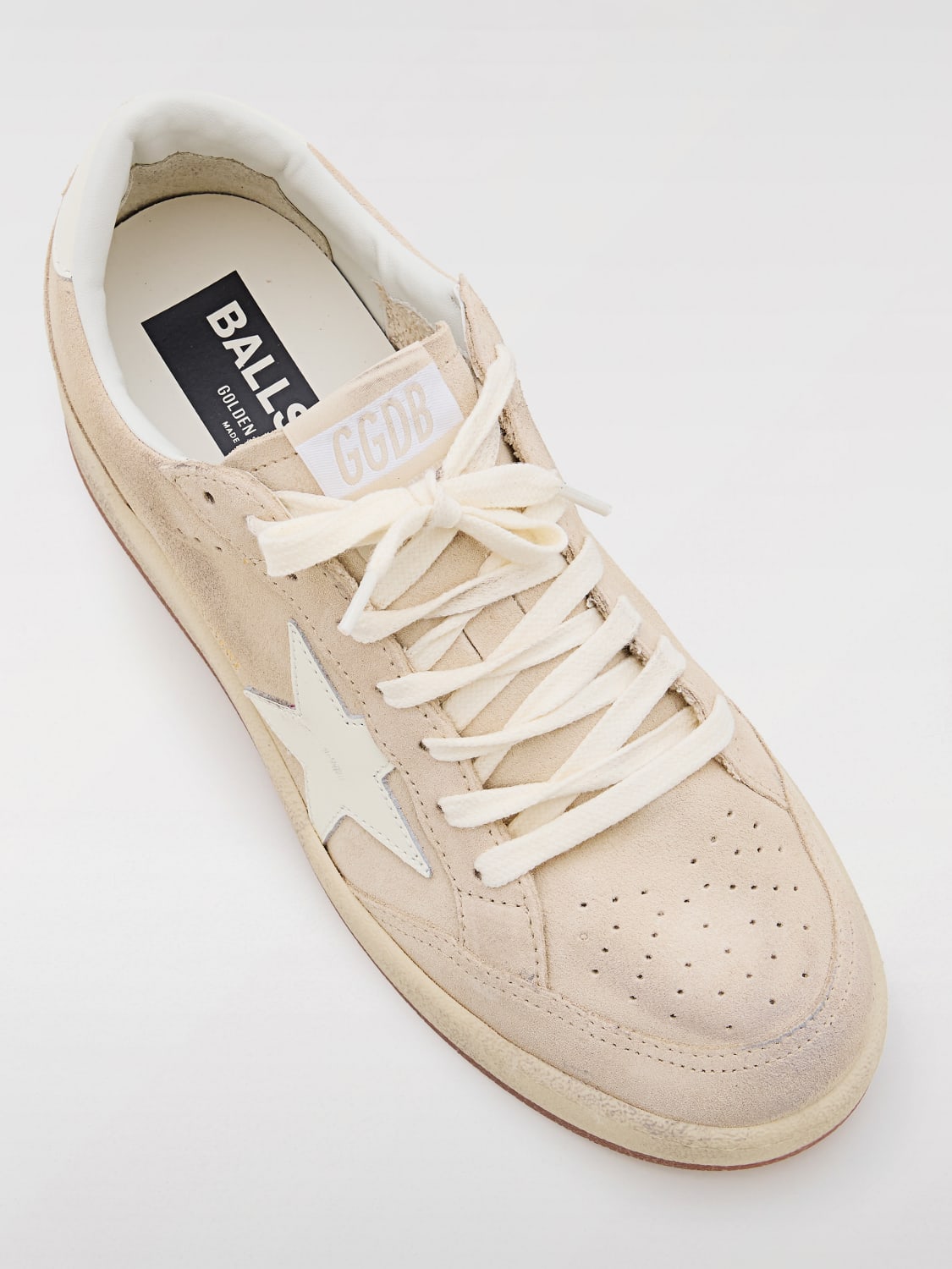 スニーカー GOLDEN  Women Sneakers GWF00804 F006966 80185 Beige Women's Ball Star in beige suede with white leather star and