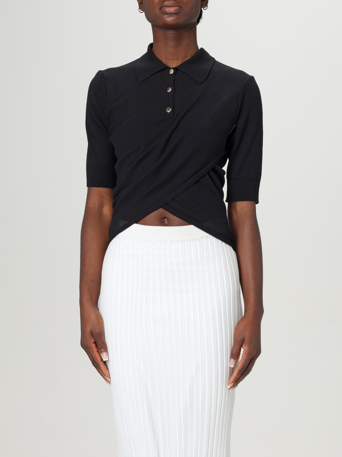 Tシャツ・カットソー SPORTMAX SS25 SHAKER CROPPED POLO SHIRT (2512361052600 001) SPORTMAX: women's polo shirt - Black | Sportmax polo shirt