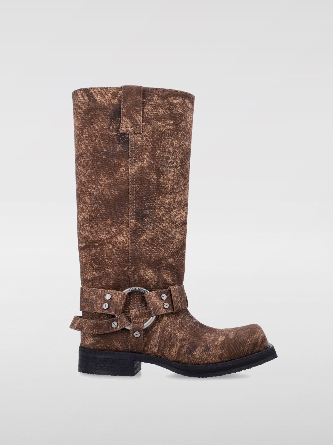 ロングブーツ ACNE STUDIOS Woman Boots Brown AD0789 BUT Acne Studios - Denim buckle boots - Rust brown