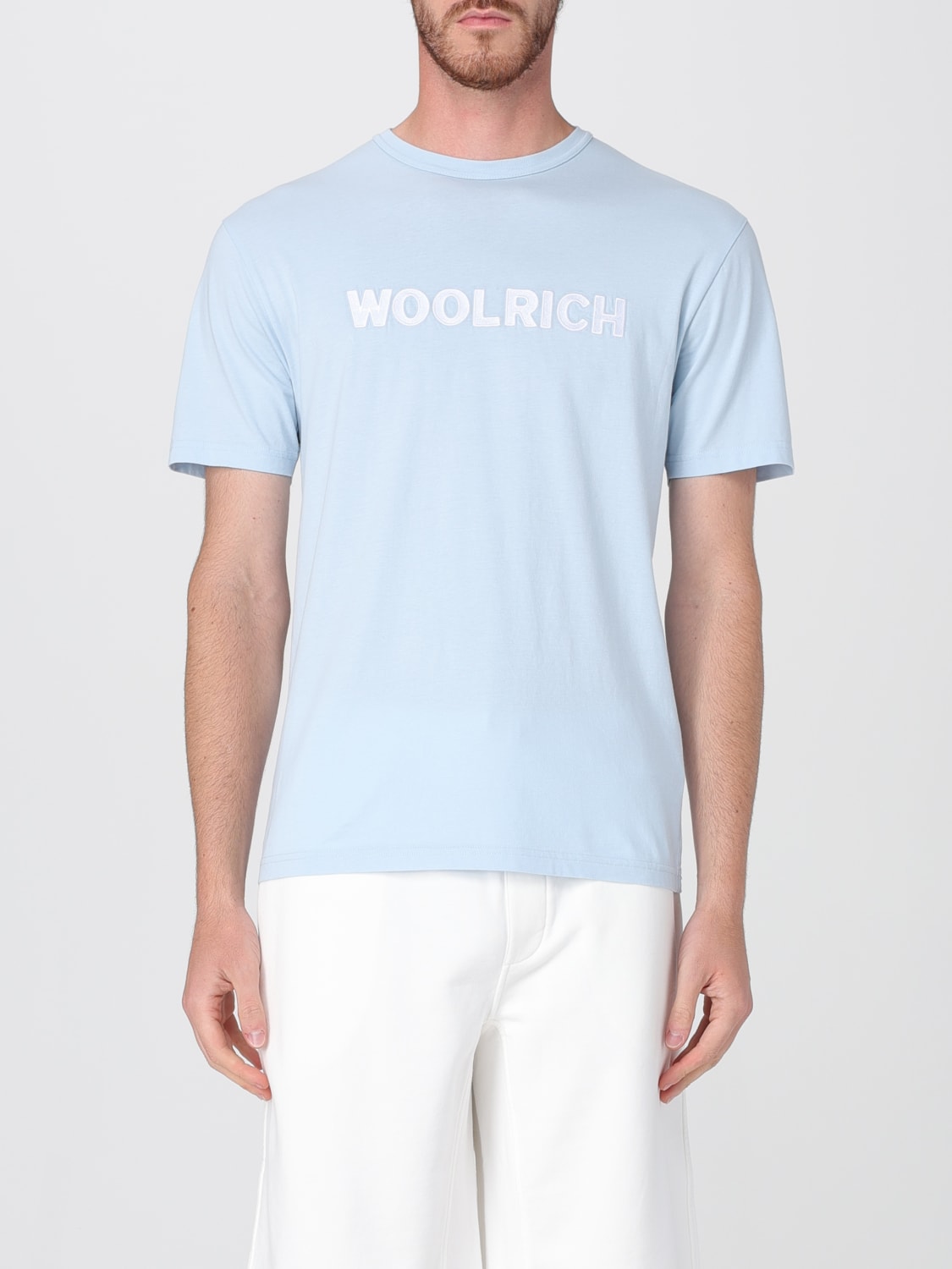 WOOLRICH T-SHIRT: T-shirt in cotone con logo Woolrich, Celeste - Img 1